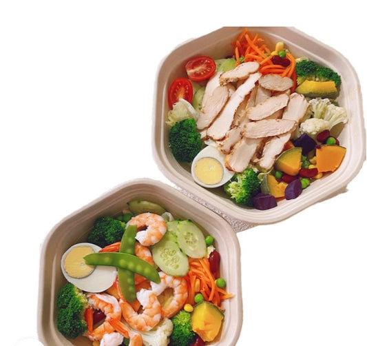 1000ml环保六边碗 Hexagonal Biodegradable ContainerD202 400pc/cs